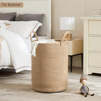 80L Extra Large Jute Woven Hamper Laundry Basket Wicker Rope Clothes Hamper for Baby Nursery Kids Tall Rattan Blanket Basket in Living Room Bedroom 16"D x 22"H