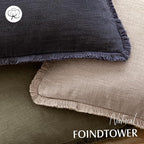Foindtower Set of 2 Decorative Linen Fringe Throw Pillow Covers Farmhouse Cushion Cover with Tassels Soft Accent Pillowcase for Couch Chair Sofa Bed Living Room Home Decor,24×24 Inch,Natural Linen