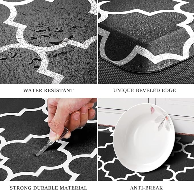 WISELIFE Anti Fatigue Floor Mat - 4/5 Inch Kitchen Mat Non Slip Waterproof Heavy Duty Ergonomic Comfort Mat Durable for Home, Office, Sink, Laundry,(17.3" x 28", Black)