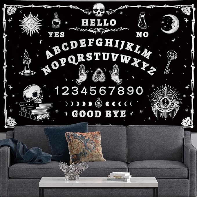 Atrippy Halloween Gothic Grunge Room Decor, Skull Tapestry for Bedroom,Goth Witchy Dark Aesthetic Home Decor,Small Skeleton Vintage Black and White Emo Wall Decor (24" X 36")