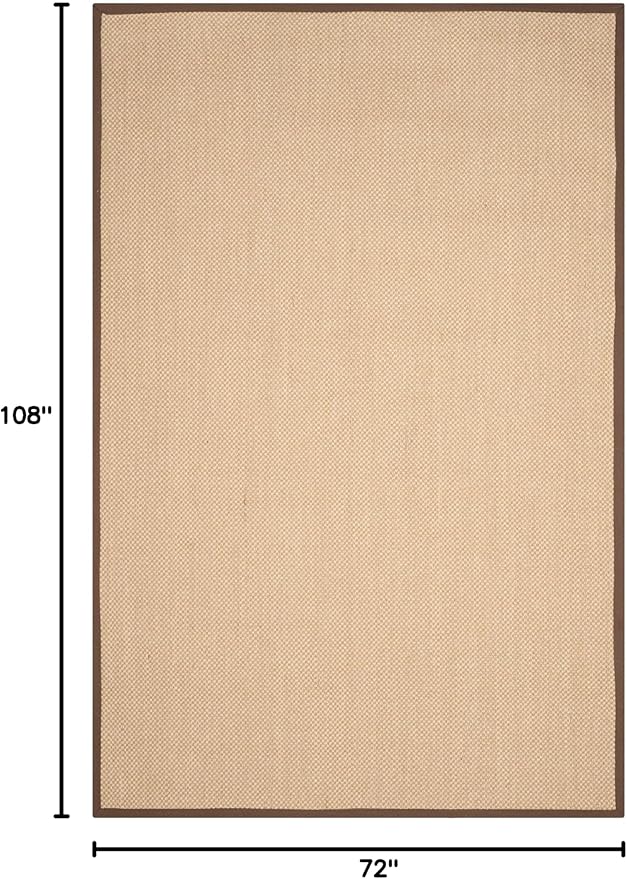 SAFAVIEH Area Rug 6x9 - Natural Fiber Collection - Maize & Brown, Sisal, Woven Design with Border (NF141C)