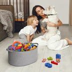 Gray Storage Basket, 17"x12"x8" Woven Cotton Rope Storage Bin, Wicker Kids Dog Toy Box, Baskets for Gifts Empty, Bathroom Towel Organizer, Blanket Holder, Baby Nursery Shelf Closet Bin