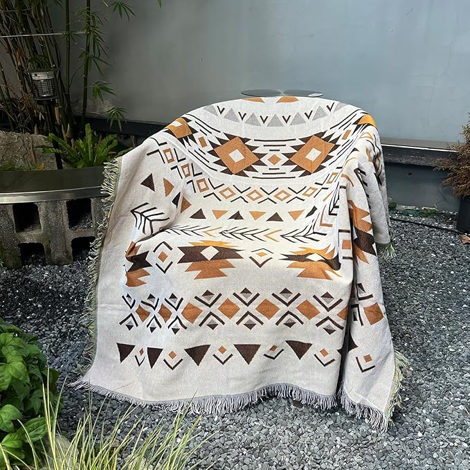 Hopstar Aztec Throw Blanket Navajo Indian Blankets and Throws Boho Western Decor Couch Cover Blanket for Bed Sofa Living Room Beach Travel 51"x63" (Aksu)