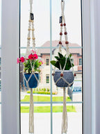 Macrame Plant Hangers Set of 2 – Handmade 39-Inch Indoor/Outdoor Hanging Planters with Wooden Beads, Boho Home Decor for Pots up to 9 Inches (Pots Not Included)