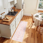 Area Rugs 2'x5' Runner Rug Non Slip Washable for Kitchen Hallway Bedroom Beside Laundry Room Bathroom Rug, Floor Carpet, Pink Greypink Cute