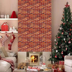 Large Brick Wall Backdrop Tapestry for Christmas, Faux Brick Backdrop Wall Covering Removable Red Tablecloth, Medieval Castle Stone Photo Scene Setter for Winter Curtains Door Decor (51" X 90")