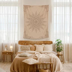 Damanse Floral Tapestry Wall Hanging Cute,Boho Wall Tapestry for Bedroom Aesthetic,Mandala Living Room Decor for Teen Girls (Flaxen, 70.9"x90.6")