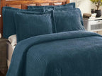 Better Trends Chenille Bedspreads Full/Double Size, Teal 100% Cotton Chenille Stripe Design Tufted Bedding Coverlet Soft Lightweight, 96"x110" with 2 Sham, 3 Pieces Set Jullian Collection