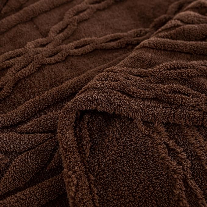 YUSOKI Queen Size Blanket Single Layer,Weight(4.4lb),370GMS-3D Stylish Design for Gift Home Decor (Brown,90"x90")