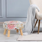 ETELI Small Foot Stool Ottoman with Storage Versatile Square Storage Ottoman Boho Foot Rest with Sturdy Wood Legs Floral Footstools and Ottomans for Living Room Bedroom and Enterway