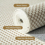 2x3 ft Indoor Door Mat Entryway Rug Non Slip Boho Woven Washable Small Area Rugs Runner, Front Entry Rug Entrance Doormat for Hall Porch Bathroom Kitchen Bedroom, Easy Clean, Beige 24"x36"