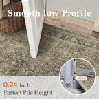 3x4 Washable Brown Area Rug Vintage Entryway Office Carpet Non-Slip Soft Low Pile Distressed Throw Rug for Entrance Living Room Bathroom Dining Room