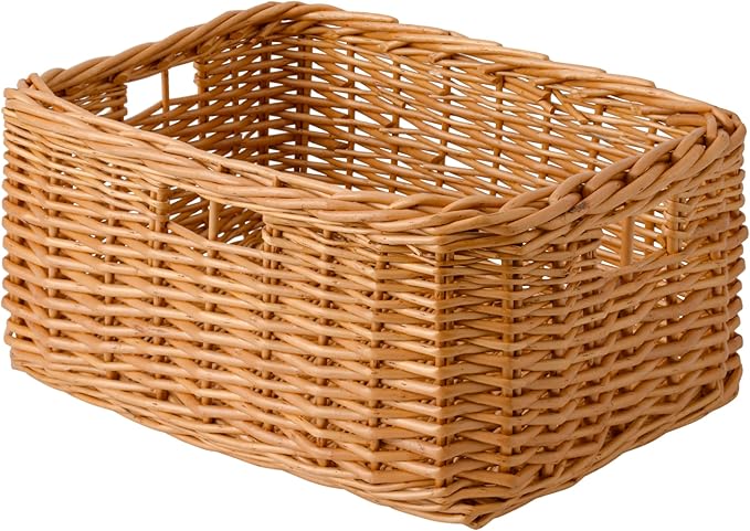 StorageWorks Pantry Baskets, Willow Storage Baskets for Organizing, Shelves, Pantry Organizers and Storage, Light Brown, 16 ½"L x 13"W x 7 ½"H