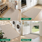 LUMI Ultra Thin Indoor Door Mat for Entrance 36"x56", Non Slip Entryway Mat, Low Profile Doormat, Unique Herringbone Design Carpet for Inside, Patio, Porch, Beige