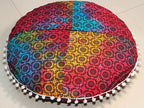 CRAFT KALA 22" Round Mandala Boho Pillow Cover Meditation Room Seating Poufs Cover for Living Room Yoga Room Home Bedroom Balcony Garden Party Decoration Cotton Floor Cushion Cover 22", Multi Elephant