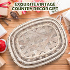 Maxcheck 3 Pcs Rustic Baskets Decoration Vintage Woven Wooden Basket Farmhouse Wooden Nesting Trays Decorative Basket for Home Kitchen(18.9 x 12.6'', 15 x 11'', 12.6 x 8.7'')
