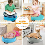 HONEY JOY 6PCS Floor Cushions for Kids, 15 Inch Flexible Alternative Portable Classroom Seating w/Handles, Easy to Clean, 3 Inch Thick Soft Foam Circle Comfy Seats for Daycare Preschool(Round, Blue)