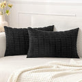 MIULEE Pack of 2 Corduroy Decorative Lumbar Throw Pillow Covers 20x12 Inch Soft Boho Striped Pillow Covers Modern Farmhouse Home Decor for Halloween Sofa Living Room Couch Bed Black