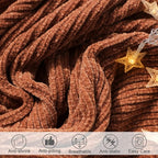 lifein Throw Blanket for Couch, Soft Boho Bed Throw,Cozy Burnt Orange Chenille Knitted Small Spring Lightweight Throw(Rust,50 * 60")