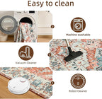 YJ.GWL Area Rugs for Living Room 4x6 Machine Washable Rugs for Bedroom, Non Slip Floral Vintage Rug Indoor Carpet, Stain Resistant Throw Rug for Dining Room Kitchen, Copper Tan