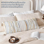 AmHoo Chenille Striped Textured Boho Throw Pillow Covers Aesthetic with Tassels Woven Decorative Pillow Case for Couch Bed Sofa Bedroom Modern Funky 14 x 36-Inch Grey