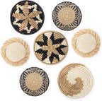 Hanging Woven Wall Basket Set - 7 Unique Handcrafted Seagrass Baskets for Boho, Farmhouse & Rustic Wall Decor, Table Settings & More - Ready to Hang with Nails & Marking Pencil Included