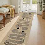 Kitchen Runner Rugs for Hallway, 2x8 Washable Farmhouse Non Slip Outdoor Runners Rug for Bedroom Porch Laundry Bathroom Geometric Brown