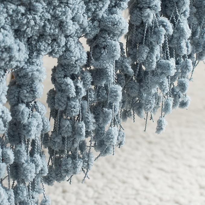 Throw Blanket for Couch, Dusty Blue Luxury Knitted Throws 50"x60", Textured Blankets with Handmade Fringe Tassels for Bed Sofa Decorative, Chunky Soft Farmhouse Boho Home Decor