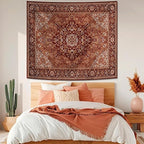 Apdidl Boho Mandala Hippie Wall Tapestry for Bedroom Aesthetic, Indian Bohemian Floral Tapestries Blanket Art Decor, Vintage Orange Fabric Vertical Wall Hanging for Living Room Dorm 90" X 71"