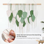 NYEONHRT Large Macrame Wall Hanging Handmade Boho Leaf and Feather Tapestry for Modern Home Decor Perfect Wall Art for Living Room Bedroom Nursery Apartment Backdrop 39x31 Inch (White green)