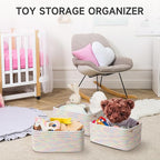 3-Pcs Shelf Baskets for Organizing, Closet Organizer Bins, Small Woven Baskets, Rope Toy Basket, Storage Basket for Shelves, Cube Decorative Box, 11.8×7.8×5.1”, Rainbow