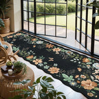Lahome Floral Runner Rug for Hallways, 2'6''x8' Kitchen Runner Non Slip, Soft Washable Hallway Rugs with Rubber Backing Carpet for Laundry Bedroom Bathroom Flore (Black/Grey)