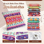 Nuogo 12 Pcs Bohemian Floor Cushions Bulk 15 Inch Boho Floor Sitting Meditation Pillows Yoga Mandala Meditation Pouf for Living Room Balcony Office Tatami(Square)