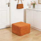 20x20x14 Inches Fluffy Square Pouf Ottoman - Plush Furry Boneless Ottoman Foot Rest Stool with High-Density Foam, Versatile Floor Seating for Living Room (Burnt Orange)