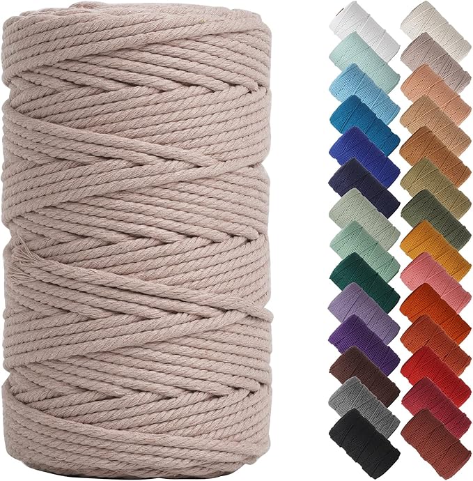 NOANTA Pink Gray Macrame Cord 4mm x 109yards, Colored Macrame Rope, Cotton Cord Macrame Yarn, Colorful Cotton Craft Cord for Wall Hanging, Plant Hangers, Crafts, Knitting