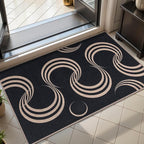Tangsoo Easy Jute Rug for Entryway,2x3 Outdoor Washable Thin Rug Non-Slip Black Geometric Indoor Entry Mat Small Throw Carpet for Kitchen Bedroom Front Porch Doorway