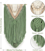 HVEST Macrame Woven Wall Hanging Handmade Boho Tapestry Green Home Decor, Bohemian Tapestry Aesthetic Wall Decoration for Bedroom Living Room Apartment Nursery Backdrop