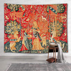 FEASRT European Royal Tapestry Medieval Maiden and Unicorn Tapestry Wall Hanging for Bedroom Living Room Dorm Decor Wall Hanging Tapestries 80x60 inch
