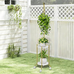 Plant Stand Indoor, 2 Tier Hanging Tall Plant Shelf with Wheels, 3 Potted Corner Flower Stand Metal Plant Holder, Plant Shelves for Living Room, Bedroom, Patio, Outdoor, Gold