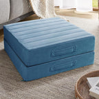 Codi High Density Foam Floor Pillow 2 Sets, Large Meditation Cushions Seating for Adults and Yoga Sitting, Washable Thick Couch Cushion with Soft Tufted Covers - 22 inch Blue