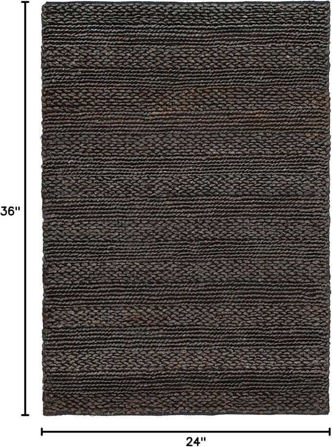 SAFAVIEH Natural Fiber Collection Accent Rug - 2' x 3', Charcoal, Handmade Jute, Braided Woven Design, Ideal for Entryway, Living Room, Bedroom (NF212C)