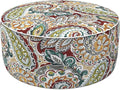 LVTXIII Inflatable Stool Ottoman Footrest with Handle, Decorative Fade-Resistant Foot Stool, Indoor or Outdoor Pouf for Home Garden and Camping Use, D21 x W 21 x H9, Paisley Chilli