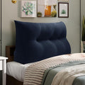 WOWMAX 80% Cotton & 20% Linen Blend Headboard Pillow – Twin Size Reading Wedge Backrest for Bed, Handmade Firm Support Bolster Cushion with Removable Cover, Premium Bed Rest Pillow, Blue