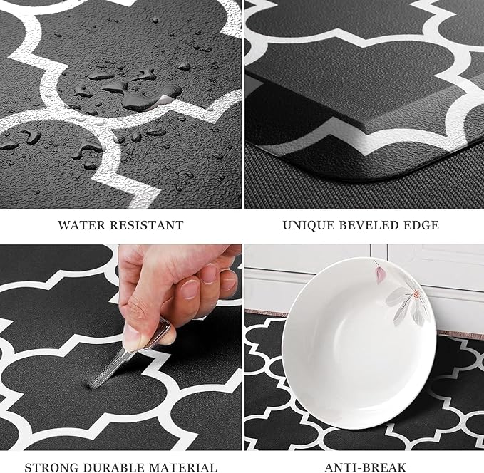 WISELIFE Anti Fatigue Floor Mat - 4/5 Inch Thick Kitchen Mat Non Slip Waterproof Heavy Duty Ergonomic Comfort Mat Durable for Home, Office, Sink, Laundry,(24" x 70", Black)