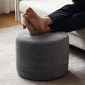 Thgonwid Corduroy Stuffed Round Pouf Ottoman, Foot Stool with One-Piece Cut High-Density Memory Foam, Furry and Fluffy Footstool, Compact Pouf Footrest for Living Room Bedroom, 17"x13", Deep Grey