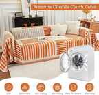 ROOMLIFE Chenille Couch Cover Minimalist Anti-cat Scratch Soft Chenille Sofa Towel Blanket Four Season Use Dust-Proof Sofa Towel Blanket,Pet Furniture Protector, Orange 71"x150"