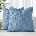 decorUhome Cozy Textured Euro Sham Throw Pillow Covers 26x26 Inch Set of 2, Soft Plush Faux Wool Blue Accent Couch Pillow Covers for Modern Farmhouse Sofa Bed Living Room