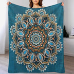 Ornamental Mandala Throw Blanket Indian Hippie Bohemian Art Floral Texture Pattern Blanket for Sofa Bed Couch Chair Or Dorm 50"x60"