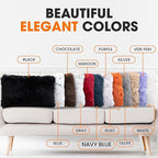 Cheer Collection Throw Pillows for Couch and Bed, Soft Shaggy Throw Pillows with Inserts Included, Cozy Long Hair Faux Fur Pillows - Set of 2-12" x 20" - Navy Blue