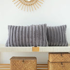 JOJUSIS Pack of 2 Faux Fur Plush Decorative Throw Pillow Covers Couch Cushion Case Soft Pillowcases (Grey, 12 x 20-Inch)